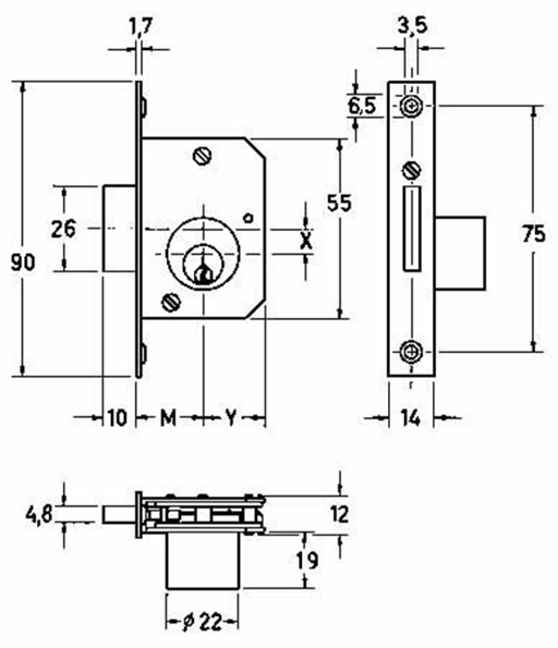 Afbeeldingen van JuNie® Meubelslot insteek cilinder 2863 25mm