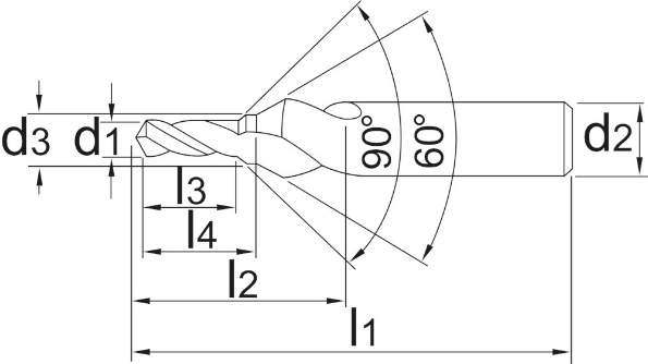 Afbeeldingen van Phantom HSS-E Centerboor DIN 332/2 voor tapgaten‚ 60° 15.820 4x8mm