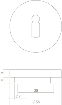 Afbeeldingen van INTERSTEEL Rozet rond 55 mm met sleutelgat rvs geborsteld 3522