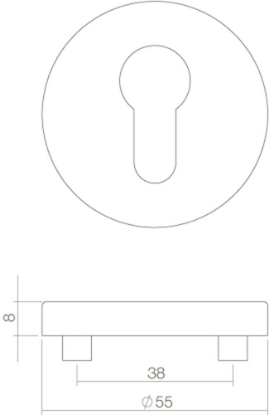 Afbeeldingen van INTERSTEEL Rozet rond 55 mm met profielcilindergat rvs geborsteld 3522