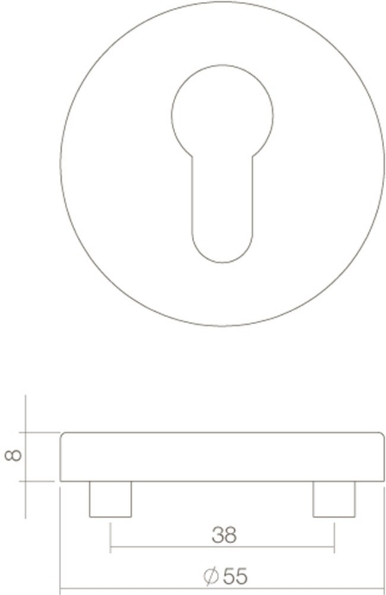 Afbeeldingen van INTERSTEEL Rozet rond 55 mm met profielcilindergat rvs geborsteld 3522