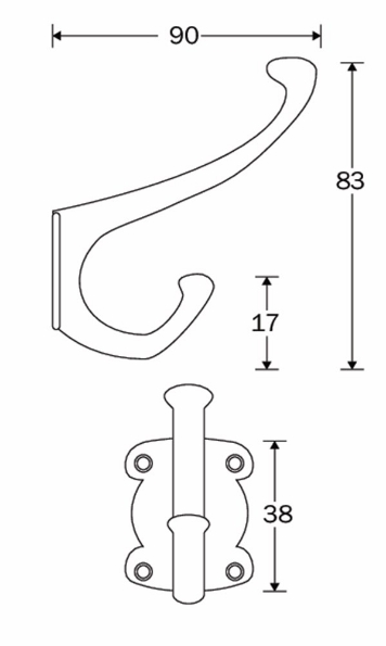 Afbeeldingen van Wallebroek Hoedhaak Ross glans nikkel