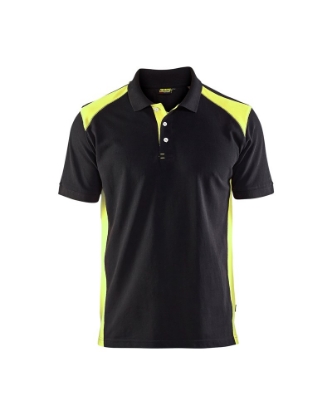 Afbeeldingen van Blåkläder Poloshirt Piqué 3324 zwart/fluor geel 2XL