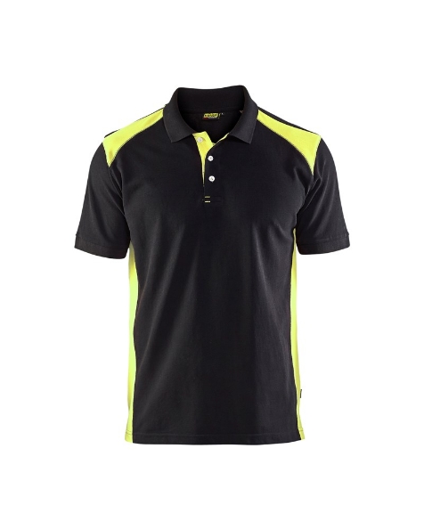 Afbeeldingen van Blåkläder Poloshirt Piqué 3324 zwart/fluor geel 4XL
