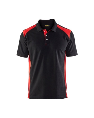 Afbeeldingen van Blåkläder Poloshirt Piqué 3324 zwart/rood 2XL