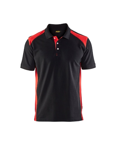 Afbeeldingen van Blåkläder Poloshirt Piqué 3324 zwart/rood 3XL