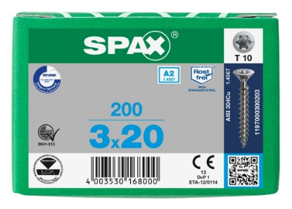 Afbeeldingen van SPAX spaanplaatschroef, 3.0 x 20 mm, t10, rvs