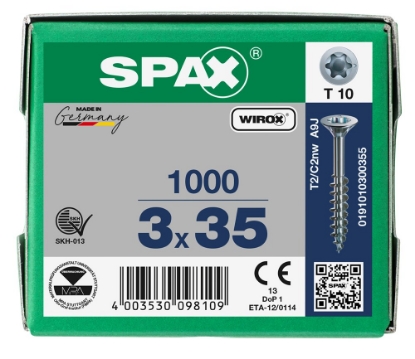 Afbeeldingen van SPAX Spaanplaatschroef gegalvaniseerd platkop t10 3.0x35, deeldraad