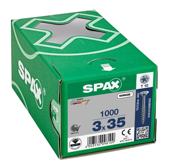 Afbeeldingen van SPAX Spaanplaatschroef gegalvaniseerd platkop t10 3.0x35, deeldraad