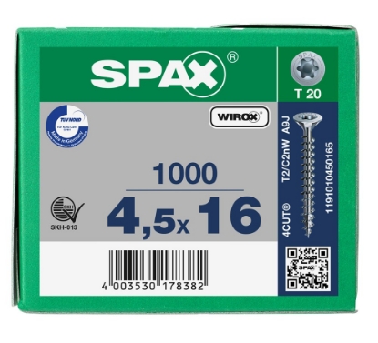 Afbeeldingen van SPAX Spaanplaatschroef verzonken kop T-STAR plus staal gegalvaniseerd T20 4,5x16