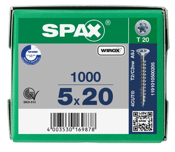 Afbeeldingen van SPAX Spaanplaatschroef verzonken kop T-STAR plus staal gegalvaniseerd T20 5,0x20
