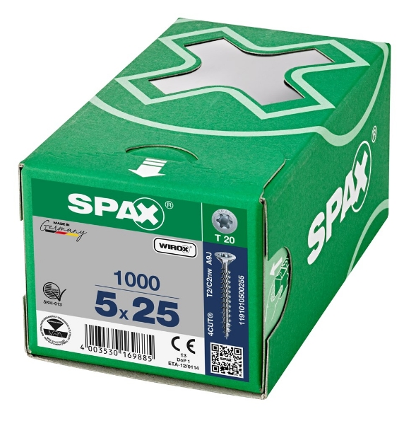 Afbeeldingen van SPAX Spaanplaatschroef verzonken kop T-STAR plus staal gegalvaniseerd T20 5,0x25