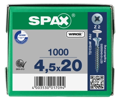 Afbeeldingen van SPAX Spiegelschroef, 4.5 x 20 mm, gegalvaniseerd, verzinkt