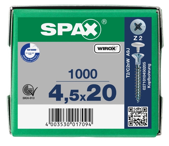 Afbeeldingen van SPAX Spiegelschroef, 4.5 x 20 mm, gegalvaniseerd, verzinkt