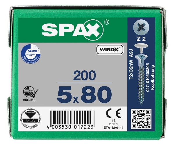 Afbeeldingen van SPAX Spiegelschroef, 5.0 x 80 mm, gegalvaniseerd, verzinkt