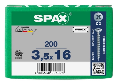 Afbeeldingen van SPAX Spaanplaatschroef, 3.5 x 16 mm, platkop, gegalvaniseerd, verzinkt