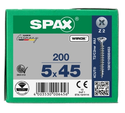 Afbeeldingen van SPAX Spaanplaatschroef, 5.0 x 45 mm, platkop, gegalvaniseerd, verzinkt