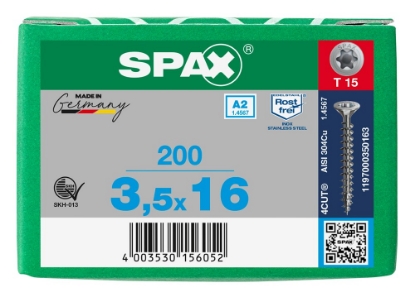 Afbeeldingen van SPAX spaanplaatschroef, 3.5 x 16 mm, t15, rvs