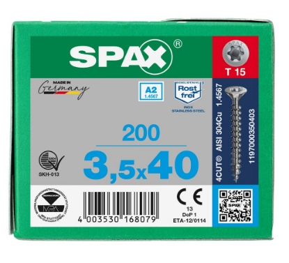 Afbeeldingen van SPAX spaanplaatschroef, 3.5 x 40 mm, t15, rvs
