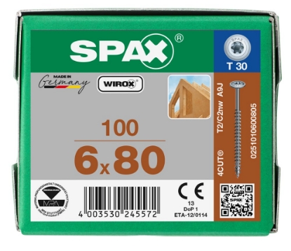 Afbeeldingen van SPAX Constructieschroef discuskop T-STAR plus staal T30 6 x 80