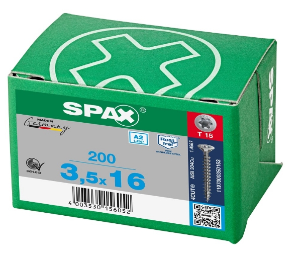 Afbeeldingen van SPAX spaanplaatschroef, 3.5 x 16 mm, t15, rvs