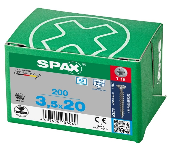 Afbeeldingen van SPAX spaanplaatschroef, 3.5 x 20 mm, t15, rvs