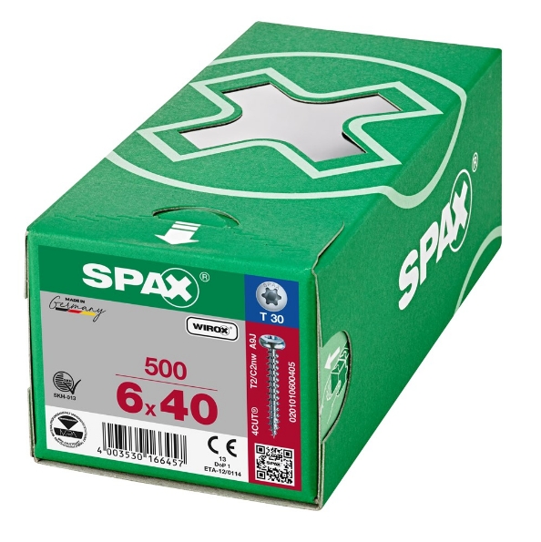 Afbeeldingen van SPAX Spaanplaatschroef gegalvaniseerd ck T30 6.0x40