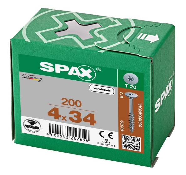 Afbeeldingen van SPAX Corpusschroef achterwandschroef T-STAR plus staal T20 4 x34