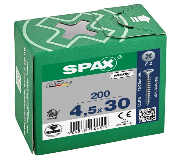 Afbeeldingen van SPAX Spaanplaatschroef, 4.5 x 30 mm, platkop, gegalvaniseerd, verzinkt