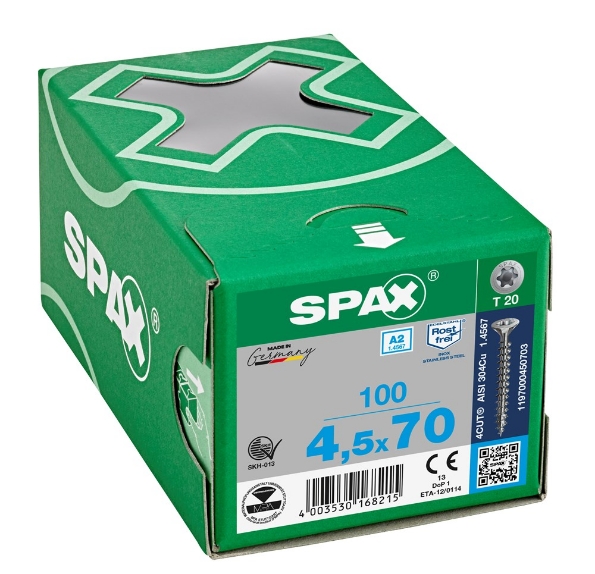 Afbeeldingen van SPAX spaanplaatschroef, 4.5 x 70 mm, t20, rvs