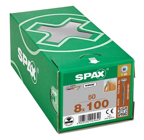 Afbeeldingen van SPAX Constructieschroef discuskop T-STAR plus staal T40 8 x 100