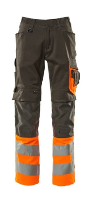 Afbeeldingen van MASCOT® Broek met kniezakken 15679 donker antraciet/ fluor oranje C44