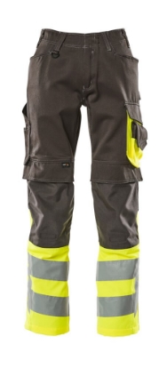 Afbeeldingen van MASCOT® Broek met kniezakken 15679 donker antraciet/fluor geel C66