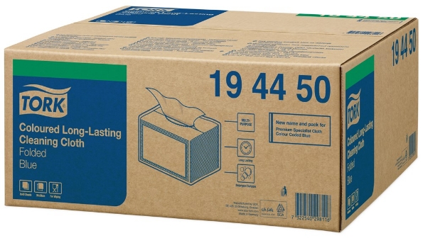Afbeeldingen van Tork Coloured Long Lasting Gevouwen Reinigingsdoek Premium 1-laags blauw