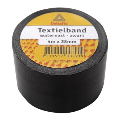 Afbeeldingen van Deltafix Textielband Watervast , 38 mm, 4 meter, zwart