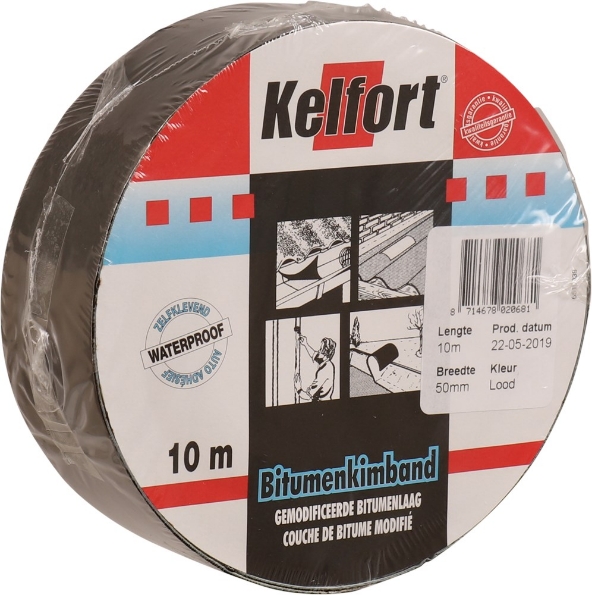 Afbeeldingen van Kelfort bitumenkimband 50 mm 10 meter lood kleur