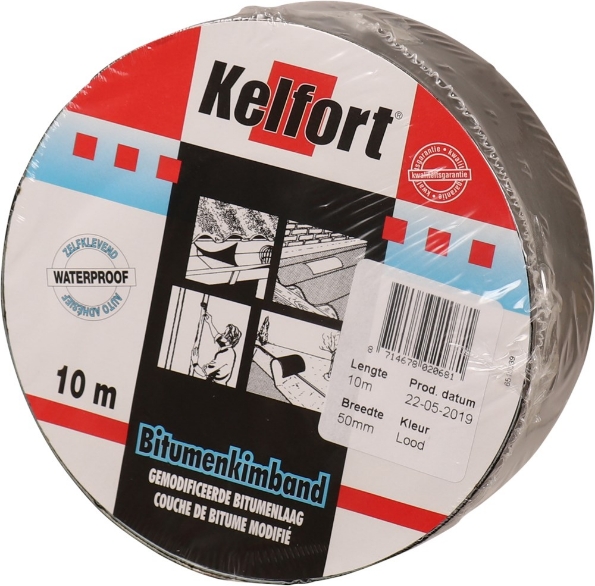 Afbeeldingen van Kelfort bitumenkimband 50 mm 10 meter lood kleur