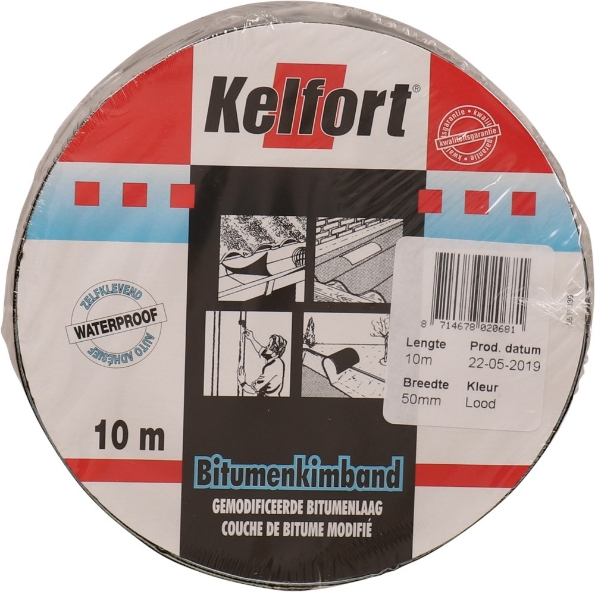 Afbeeldingen van Kelfort bitumenkimband 50 mm 10 meter lood kleur