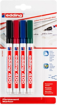 Afbeeldingen van Edding viltstift 400, 1 mm, 8279999, rond, verpakking 4 stuks, assortiment