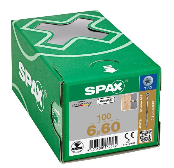 Afbeeldingen van SPAX Stelschroef platkop T-STAR plus staal T30 PK 6.0 x 60
