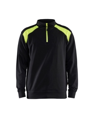 Afbeeldingen van Blåkläder Sweatshirt Bi-Colour met halve rits 3353 2XL zwart/fluor geel