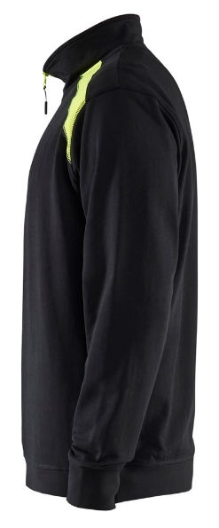 Afbeeldingen van Blåkläder Sweatshirt Bi-Colour met halve rits 3353 3XL  zwart/fluor geel
