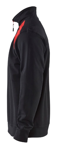 Afbeeldingen van Blåkläder Sweatshirt Bi-Colour met halve rits 3353 zwart/rood S