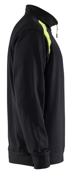 Afbeeldingen van Blåkläder Sweatshirt Bi-Colour met halve rits 3353 3XL  zwart/fluor geel