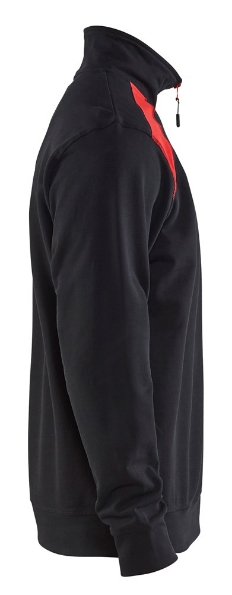Afbeeldingen van Blåkläder Sweatshirt Bi-Colour met halve rits 3353 zwart/rood S