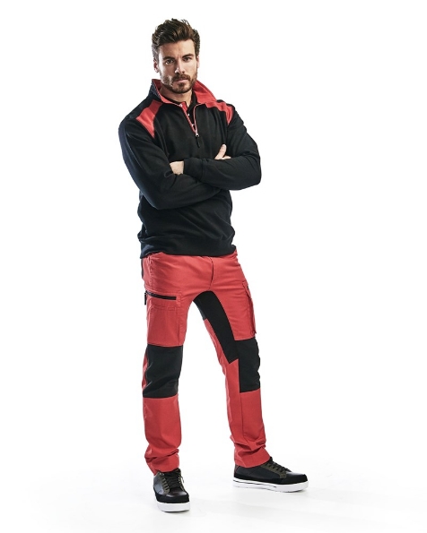 Afbeeldingen van Blåkläder Sweatshirt Bi-Colour met halve rits 3353 zwart/rood S