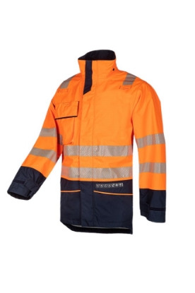 Afbeeldingen van Sioen regenparka torvik fluor oranje/marine 2XL