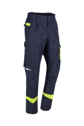 Afbeeldingen van Sioen broek Barcus multinorm ARC marineblauw/fluor geel 64