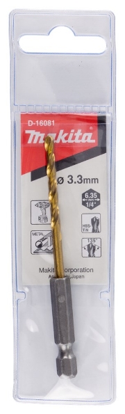 Afbeeldingen van Makita Metaalboor Hss-Tin 3,3X65Mm D-16081 1/4 zeskant