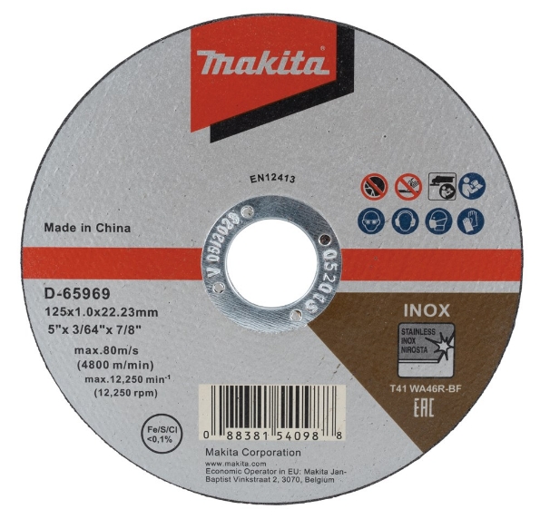 Afbeeldingen van Makita Doorslijpschijf 125x1,0mm rvs D-65969-12